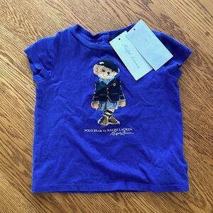 NWT Sz 18m Ralph Lauren Andover Royal Blue Polo Bear Screen Print T Shirt